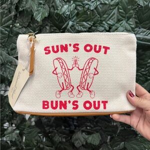 Universal Thread Canvas cosmetic accessory Bag w/ zip closure Suns out Buns out